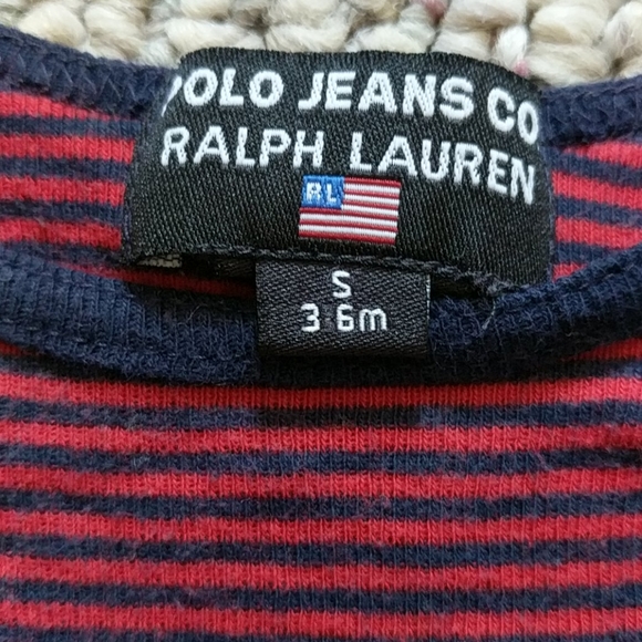 Baby 3-6 m Polo striped long sleeve onesie w/snaps - Picture 2 of 5